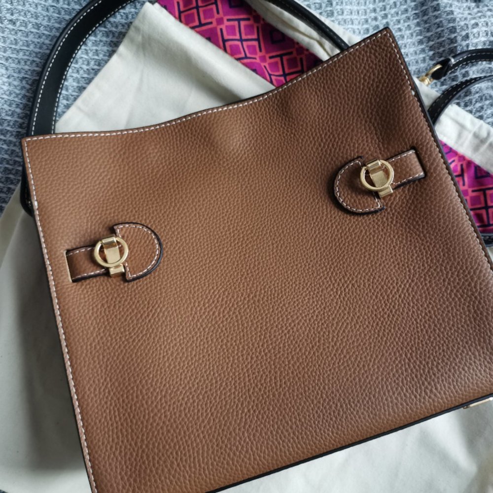 New Tory Burch Leather Lee Radziwill Double Bag - Picture 3 of 8